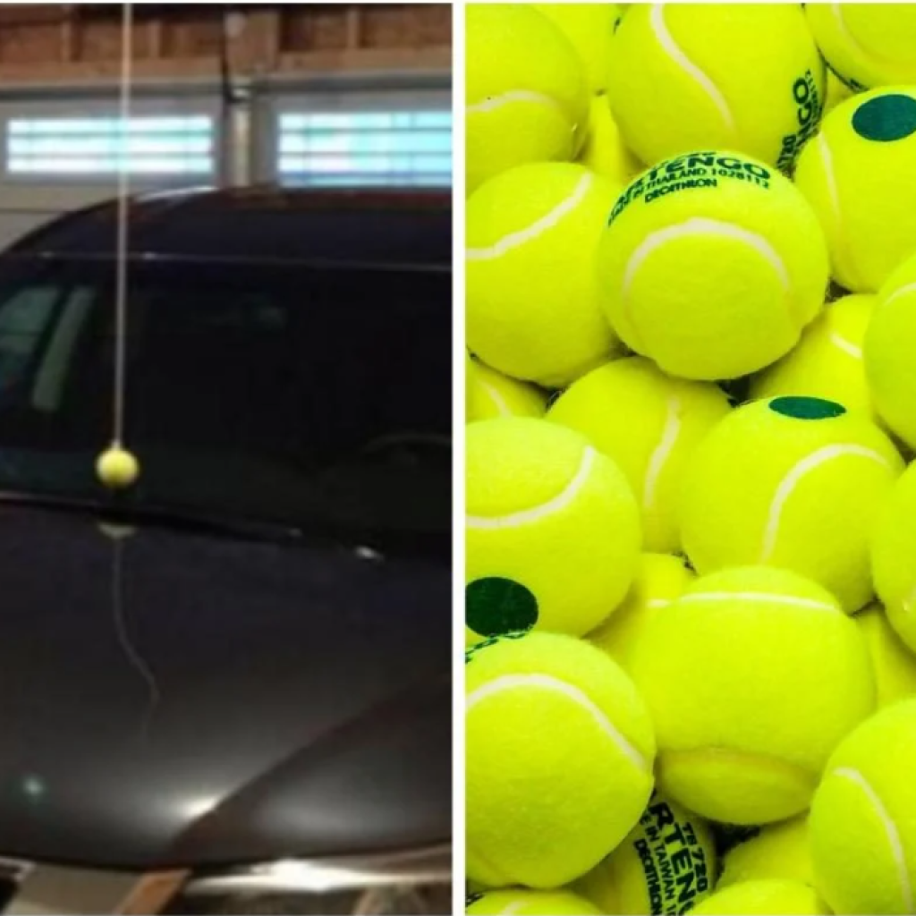 Tennis ball in garage