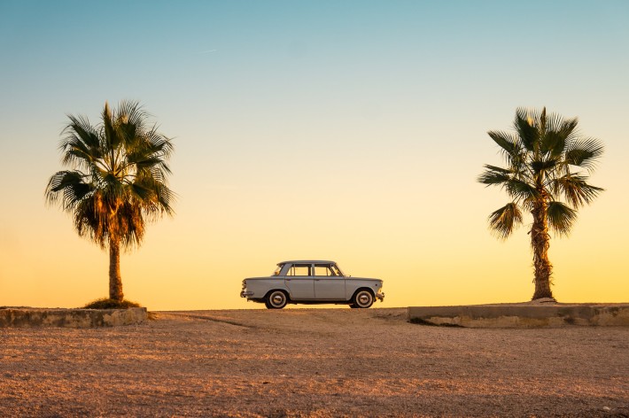 Car and desert